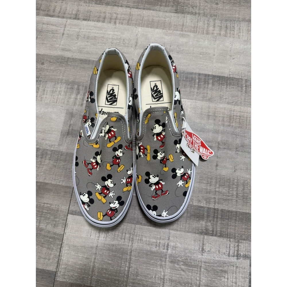 Disney X Vans Mickey Mouse Gray Slip-on‎ Sneakers Men's Size 9.5 New W/box